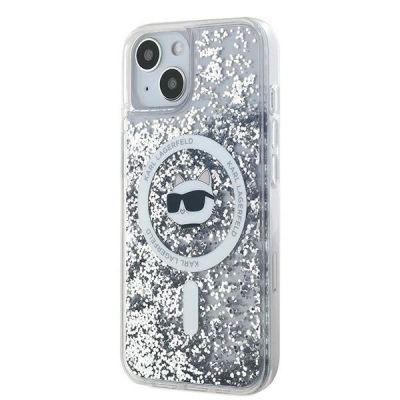 2. Etui Karl Lagerfeld Liquid Glitter Choupette Head MagSafe na iPhone 14 / 15 / 13 - przezroczyste
