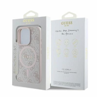 4. Etui Guess 4G Ring Classic Logo MagSafe na iPhone 16 Pro - różowe