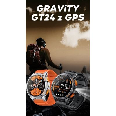 29. Smartwatch Męski GRAVITY GPS GT24-2 Czarny Pasek Silikonowy + Biały Pasek Silikonowy