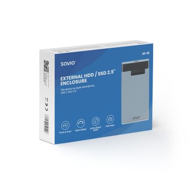 3. SAVIO ZEWNĘTRZNA OBUDOWA NA DYSK HDD/SDD 2,5", USB 3.0, TRANSPARENTNA, AK-66