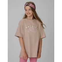 T-shirt oversize z nadrukiem dziewczęcy 4F 4FJRAW26TTSHF4242-83S