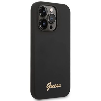 4. Etui Guess Silicone Vintage Gold Logo na iPhone 14 Pro Max - czarne