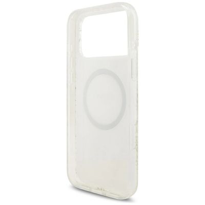 7. Etui Guess IML Flowers Allover Electroplated with Pearl Strap MagSafe na iPhone 18 Pro Max / 17 Pro Max - białe
