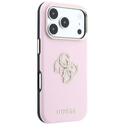 4. Etui Guess Smooth & Big Strass Logo na iPhone 18 Pro Max / 17 Pro Max - różowe