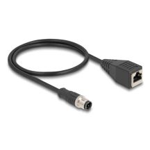DeLOCK M12 Kabel adaptera z kodowaniem D 4-pinowe męski do żeńskiego RJ45 o długości 50 cm