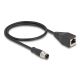 DeLOCK M12 Kabel adaptera z kodowaniem D 4-pinowe męski do żeńskiego RJ45 o długości 50 cm