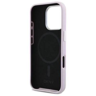 7. Etui DKNY Liquid Silicone Small Metal Logo MagSafe na iPhone 16 Pro - różowe