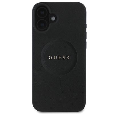 3. Etui Guess Saffiano Classic Logo MagSafe na iPhone 16 Plus - czarne
