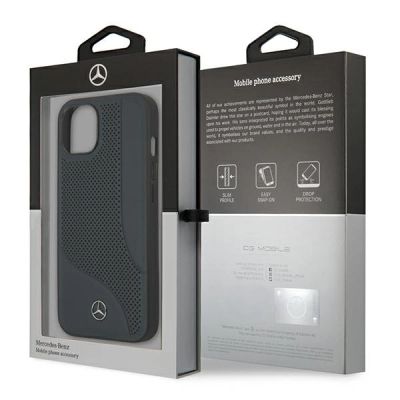 8. Etui Mercedes Leather Perforated Area na iPhone 13 mini - granatowe