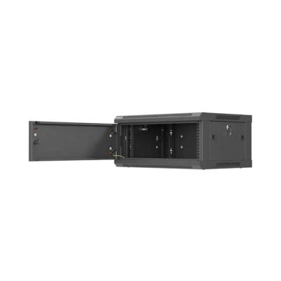 24. LANBERG SZAFA INSTALACYJNA RACK WISZĄCA 19" 4U 600X450 CZARNA DRZWI METALOWE (FLAT PACK)