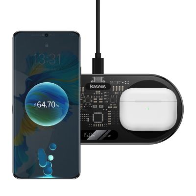 9. Baseus Digital LED Display podwójna ładowarka bezprzewodowa z cyfrowym wyświetlaczem 20W czarny (WXSX010101)