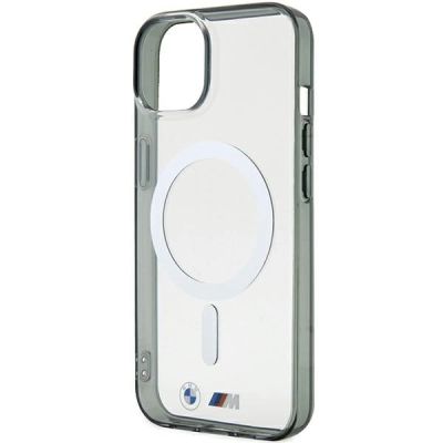 6. Etui BMW Silver Ring MagSafe do iPhone 15 - przezroczyste