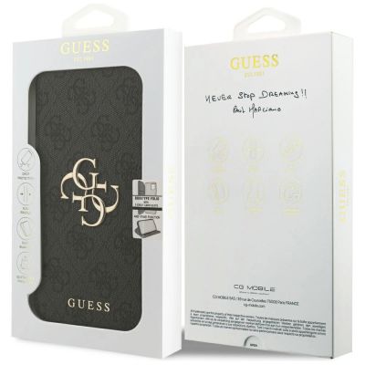 7. Etui Guess Book 4G Metal Logo na iPhone 18 Pro Max / 17 Pro Max - czarne