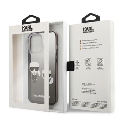8. Etui Karl Lagerfeld Gradient Ikonik Karl&Choupette na iPhone 13 Pro / iPhone 13 - czarne