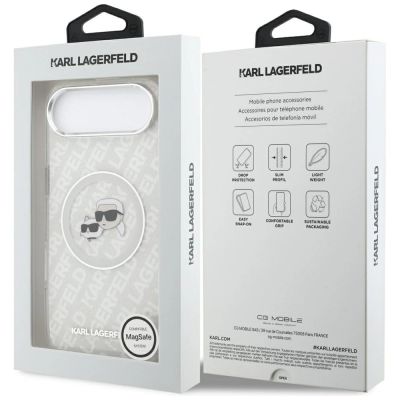 8. Etui Karl Lagerfeld IML Glitter Karl&Choupette Heads Logo MagSafe do iPhone Air - szare