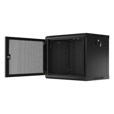 5. SZAFA INSTALACYJNA RACK WISZĄCA 19" 9U 600X450 CZARNA DRZWI PERFOROWANE LANBERG (FLAT PACK)