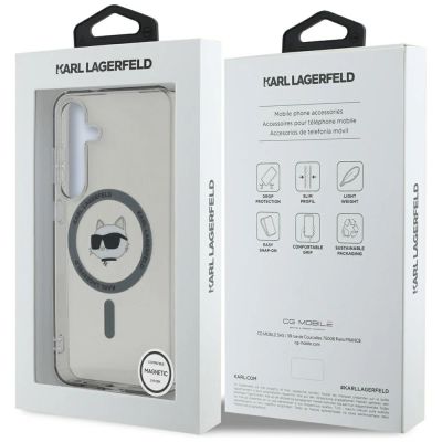 8. Etui Karl Lagerfeld Button Choupette Head Printed Logo MagSafe Samsung Galaxy S25 czarny