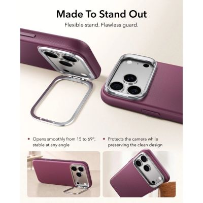 4. Etui ESR Atelier Kickstand MagSafe na iPhone 18 Pro / 17 Pro - burgundowe