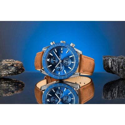 5. Zegarek Męski Giewont Chronograph Sapphire Brązowo Niebieski GW8720-A2