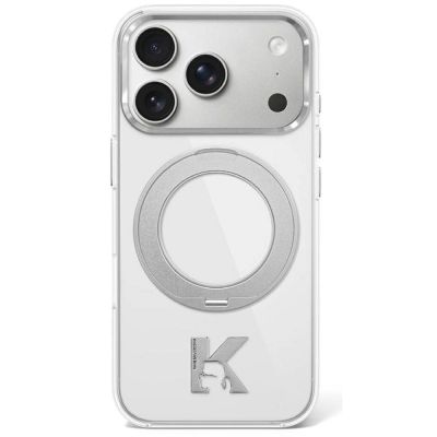 Etui Karl Lagerfeld IML Ring Stand 360 Kameo Metal MagSafe na iPhone 17 Pro / 18 Pro - przezroczyste