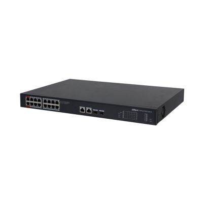 Dahua Technology PoE DH-PFS3220-16GT-190 przełącznik sieciowy Nie zarządzany L2 Gigabit Ethernet (10/100/1000) Obsługa PoE 1U Czarny