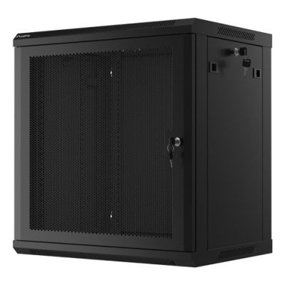 7. SZAFA INSTALACYJNA RACK WISZĄCA 19" 12U 600X450 CZARNA DRZWI PERFOROWANE LANBERG (FLAT PACK)