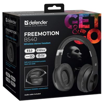 8. DEFENDER SŁUCHAWKI BLUETOOTH FREEMOTION B540 CZARNE 63540