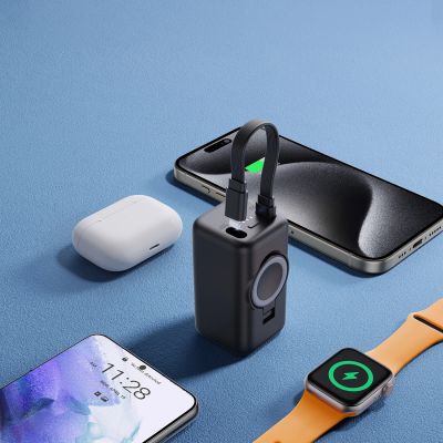 12. Powerbank Joyroom JR-W13 5000mAh bezprzewodowy do Apple Watch + USB-C i Lightning – czarny