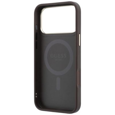 7. Etui Guess Ring Stand 360 4G Classic Logo MagSafe na iPhone 18 Pro Max / 17 Pro Max - brązowe