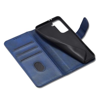 6. Magnet Case elegancki futerał etui pokrowiec z klapką i funkcją podstawki Samsung Galaxy S22+ (S22 Plus) niebieski
