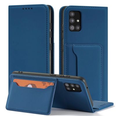 2. Magnet Card Case etui do Samsung Galaxy A12 5G pokrowiec portfel na karty kartę podstawka niebieski