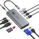 2. Choetech HUB wielofunkcyjny z wyświetlaczem 12w1 USB-C do 1xUSB-C/4xUSB-A/2xHDMI/1xVGA/1xAUX/czytnik kart pamięci szary (HUB-M26)