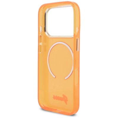 7. Etui Guess IML Script Metal MagSafe na iPhone 17 Pro - pomarańczowe