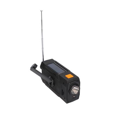 13. Extralink RADIO AWARYJNE SOLARNE Z KORBKA DYNAMO POWERBANK 4000MAH Z LATARKA SOS SR-4000 Przenośny Analogowy Czarny, Pomarańczowy