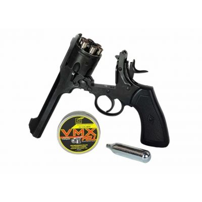 6. Rewolwer WEBLEY MKVI .455 Police kal.4,5 mm Diabolo łuski 6-strzał. lufa 4" CO2 Black Ekp do17J