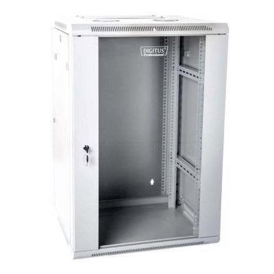 7. Szafa sieciowa wisząca 19" 15U rack 600x600, drzwi szyba, szary, dzielona, złożona, 60kg