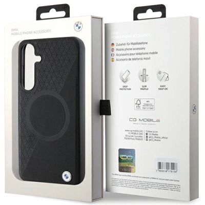 8. Etui BMW Signature Leather Half Textured & Circle MagSafe na Samsung Galaxy S24+ - czarne