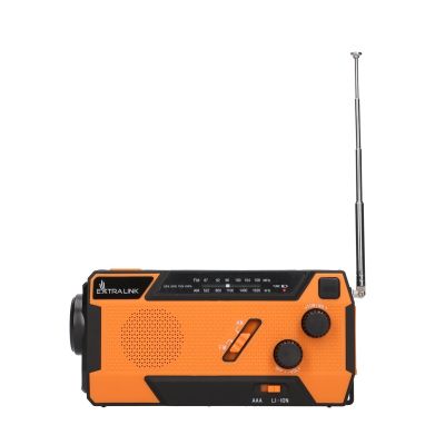 5. Extralink RADIO AWARYJNE SOLARNE Z KORBKA DYNAMO POWERBANK 4000MAH Z LATARKA SOS SR-4000 Przenośny Analogowy Czarny, Pomarańczowy