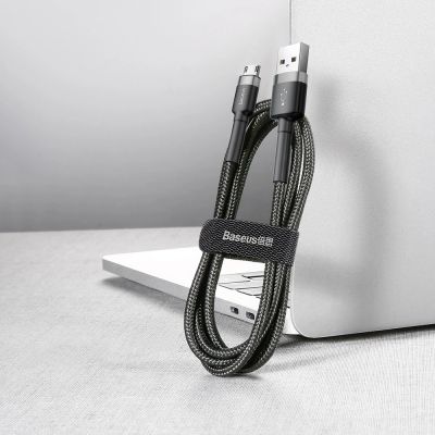 8. Baseus Cafule Cable wytrzymały nylonowy kabel przewód USB / micro USB 2A 3M czarno-szary (CAMKLF-HG1)