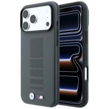 Etui BMW M Blue Perfo Metal Logo MagSafe na iPhone 18 Pro Max / 17 Pro Max - szare