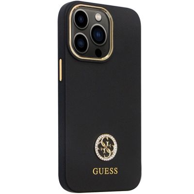 4. Etui Guess 4G Silicone Logo Strass na iPhone 13 Pro Max - czarne