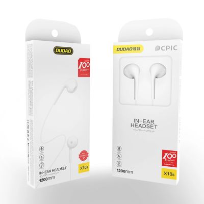 2. Słuchawki douszne Dudao X10S przewodowe 3,5mm mini jack 1,15m - białe