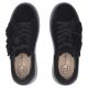 5. Skórzane sneakersy damskie na platformie z kwiatami zamszowe czarne Filippo  DP8113