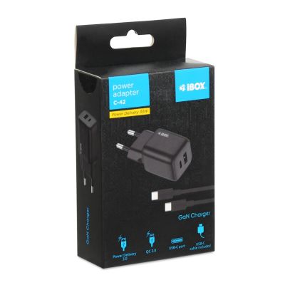 5. IBOX ŁADOWARKA UNIWERSALNA C-42 GAN PD33W USB A+C BLACK