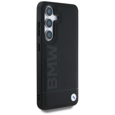 4. Etui BMW Leather Big Wordmark na Samsung Galaxy S25+ - czarne