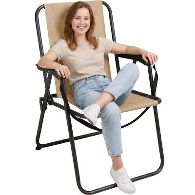 3. KRZESŁO TURYSTYCZNE Z PODŁOKIETNIKAMI SKŁADANE BEŻOWY REDCLIFFS