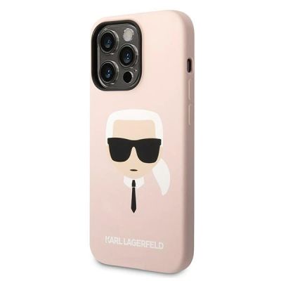 2. Etui Karl Lagerfeld Silicone Karl's Head MagSafe na iPhone 14 Pro - jasnoróżowe