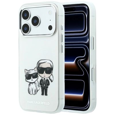 Etui Karl Lagerfeld Smooth Karl & Choupette Bodies Sketch MagSafe do iPhone 18 Pro Max / 17 Pro Max  beżowe