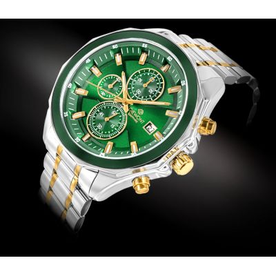 2. Zegarek Męski Giewont Chronograph Sapphire Srebrno Zielony GW7290-B7