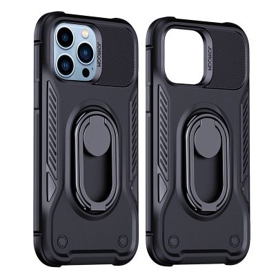 7. Joyroom Dual Hinge etui iPhone 14 Pro pancerny pokrowiec z podstawką uchwytem ring holder czarne